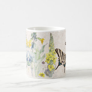 Vintage Swallowtail Butterfly Mullein Flower Mug