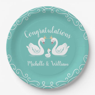 Vintage Swan Baby Shower Spring Paper Plate