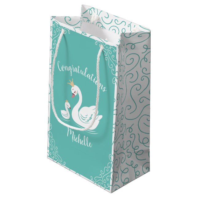 Vintage Swan Baby Shower Spring Small Gift Bag (Back Angled)