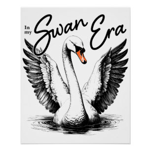 Vintage Swan Era Black Print Poster