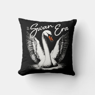 Vintage Swan Era White Print Cushion