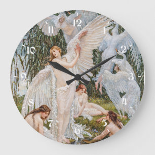 Vintage Swan Girls by W. Crane Large Clock