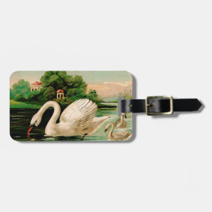 Vintage Swan in the Lake Luggage Tag