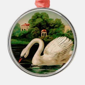 Vintage Swan in the Lake Metal Ornament