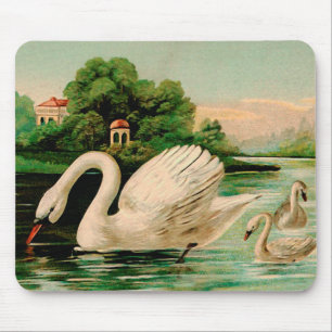 Vintage Swan in the Lake Mouse Pad