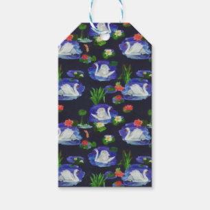 Vintage Swan Lake Lily Floral Watercolor Gift Tags
