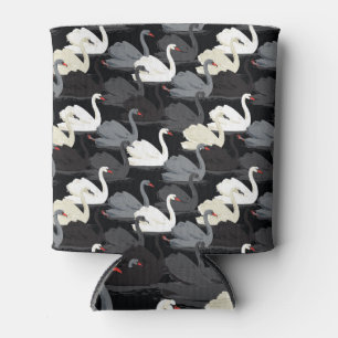 Vintage Swan Lake: Monotone Pattern. Can Cooler