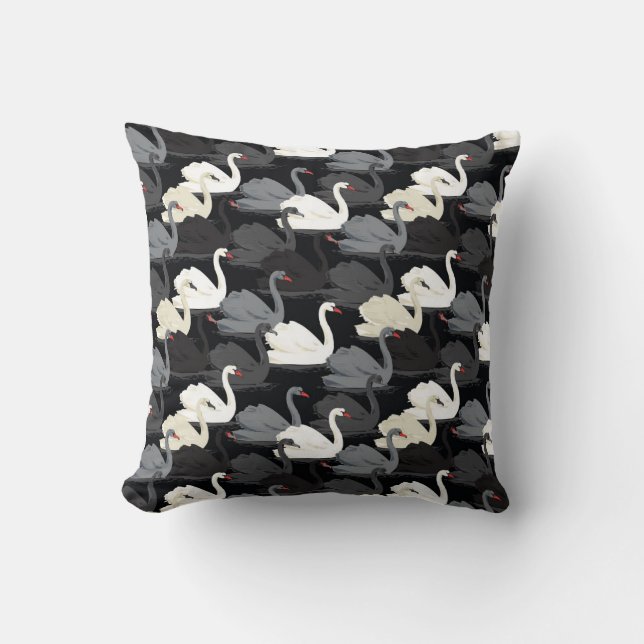 Vintage Swan Lake: Monotone Pattern. Cushion (Front)