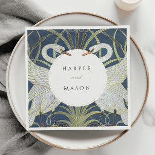 Vintage Swan Love Wedding Napkin