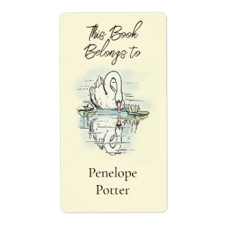 Vintage Swan Reflection Colourized Book Plate