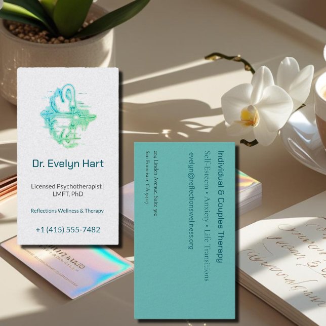 Vintage  Swan reflection - therapist Business Card (Creator Uploaded)