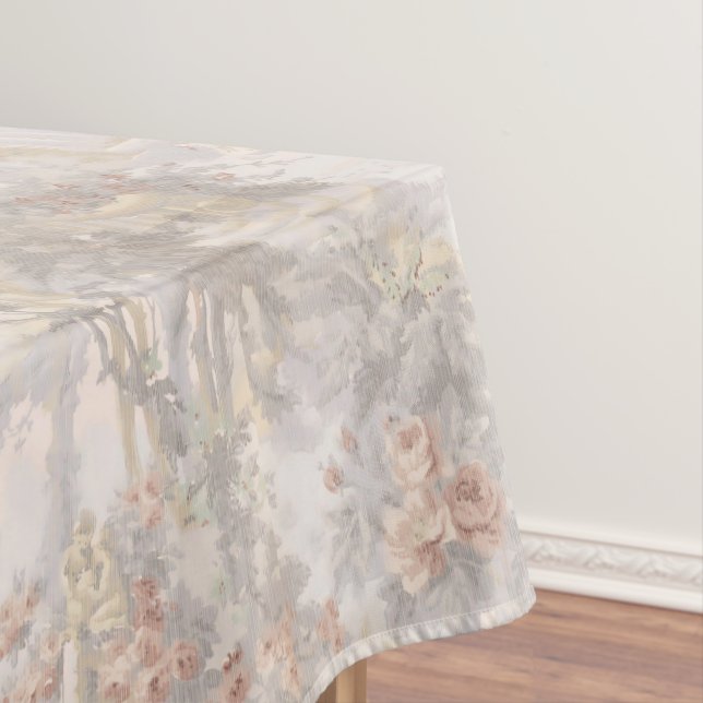 Vintage Swans Among Ruins Pattern Tablecloth (In Situ)