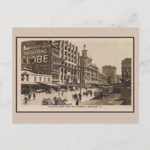 Vintage Swanston Street, Melbourne Postcard