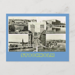 Vintage Sweden, Stockholm multiview Postcard