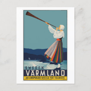 Vintage Sweden Travel Poster Postcard