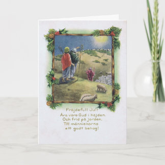 Vintage Swedish Christmas Card with Shepherds