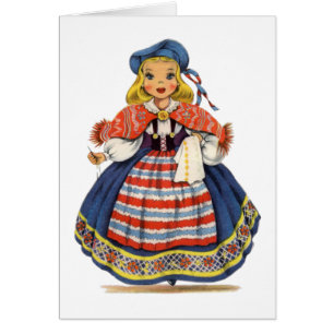 Vintage Swedish girl traditional dress