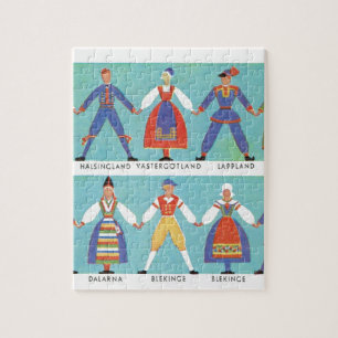 Vintage Swedish regional costumes Jigsaw Puzzle