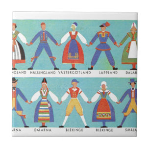 Vintage Swedish regional costumes Tile