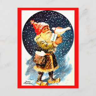 Vintage Swedish Tomte Christmas Gnome Postcard