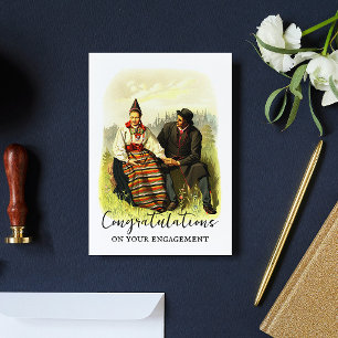 Vintage Swedish Traditional Congrats Engagement Postcard