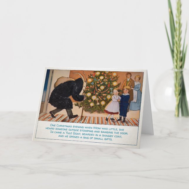 Vintage Swedish Yule Goat Christmas Card (Front)