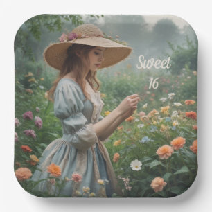 Vintage Sweet 16 Birthday Paper Plate