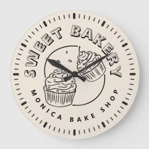 Vintage Sweet Bakery Logo Large Clock