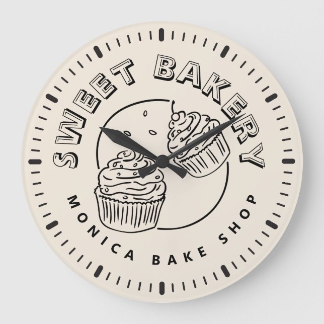 Vintage Sweet Bakery Logo Large Clock (Front)