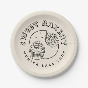 Vintage Sweet Bakery Logo Paper Plate