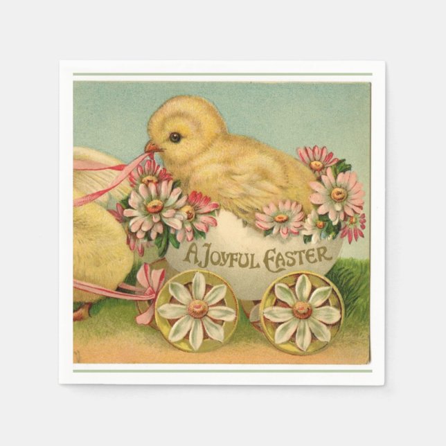 Vintage Sweet Fluffy Chick Easter Napkin (Front)