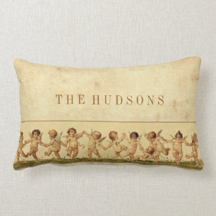 Vintage Sweet Happily Dancing Cherubs Personalised Lumbar Cushion