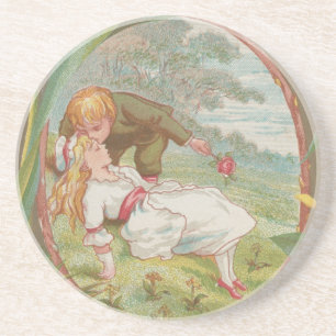 Vintage Sweet innocent Valentine, Kate Greenway Coaster