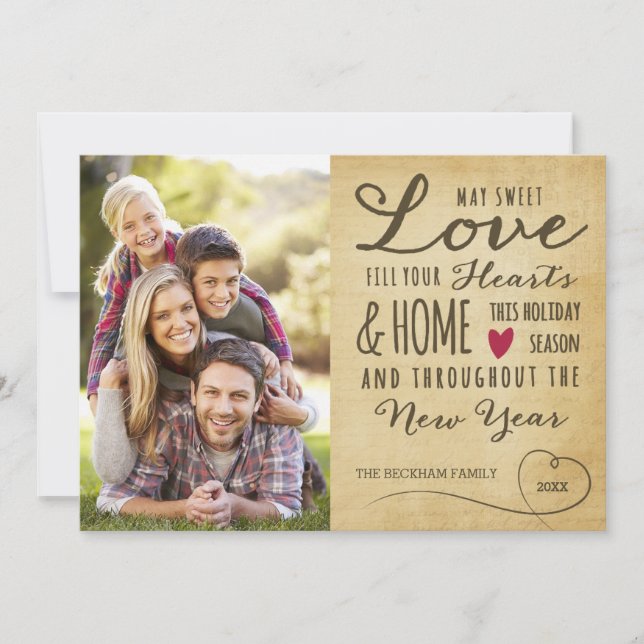 Vintage Sweet Love Holiday Photo Card (Front)