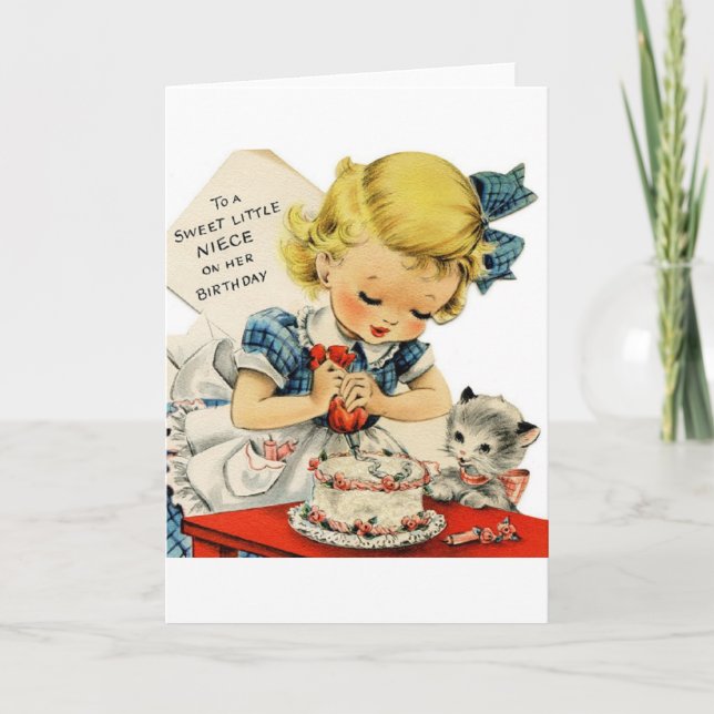 Vintage Sweet Niece Birthday Greeting Card (Front)