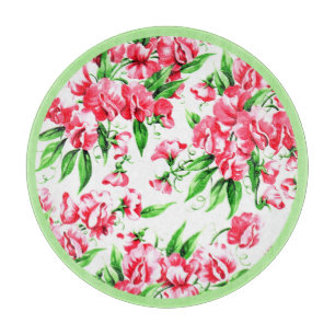 Vintage Sweet Pea Floral with Border Cutting Board