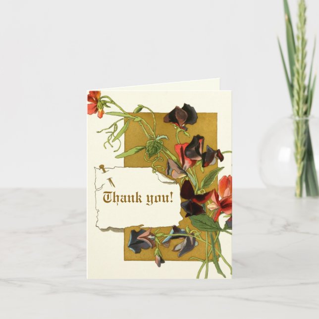 Vintage sweet pea flowers wedding Thank You Card (Front)