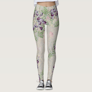 Vintage Sweet Peas Flowers All Over Print Leggings