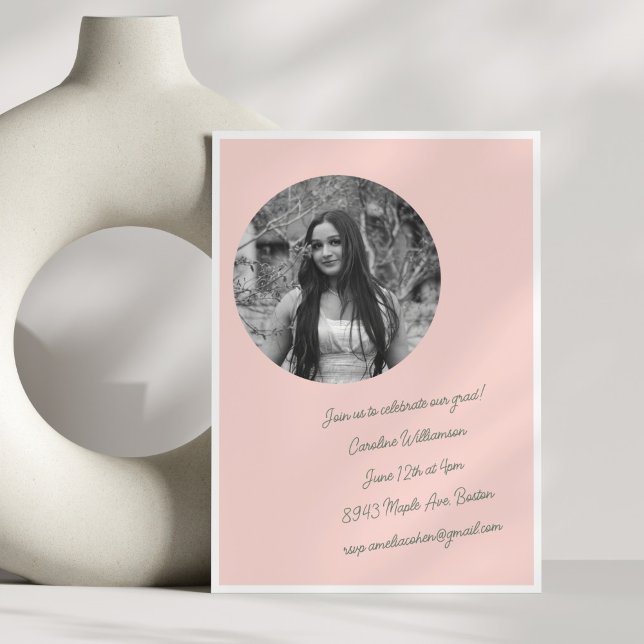 Vintage Sweet Pink Coquette Photo Graduation Party Invitation (Creator Uploaded)