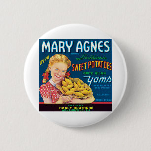 Vintage Sweet Potatoes Food Product Label 6 Cm Round Badge