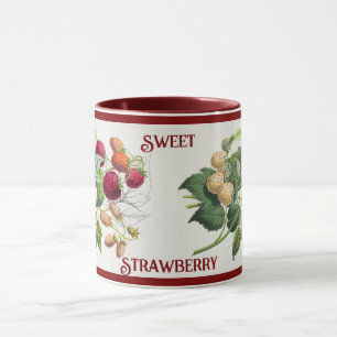 Vintage Sweet Strawberry Art Personalised Name Mug