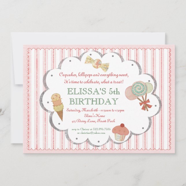 Vintage Sweet Treats Party Invitation (Front)