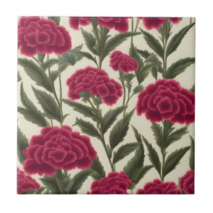 Vintage Sweet William Nostalgic Floral Ceramic Tile
