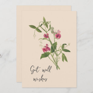 Vintage Sweetpea Flowers Get Well  Card