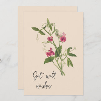 Vintage Sweetpea Flowers Get Well Card