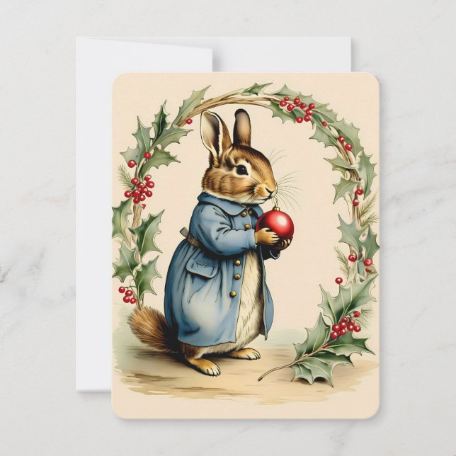 vintage sweety bunny christmas holiday card (Front)