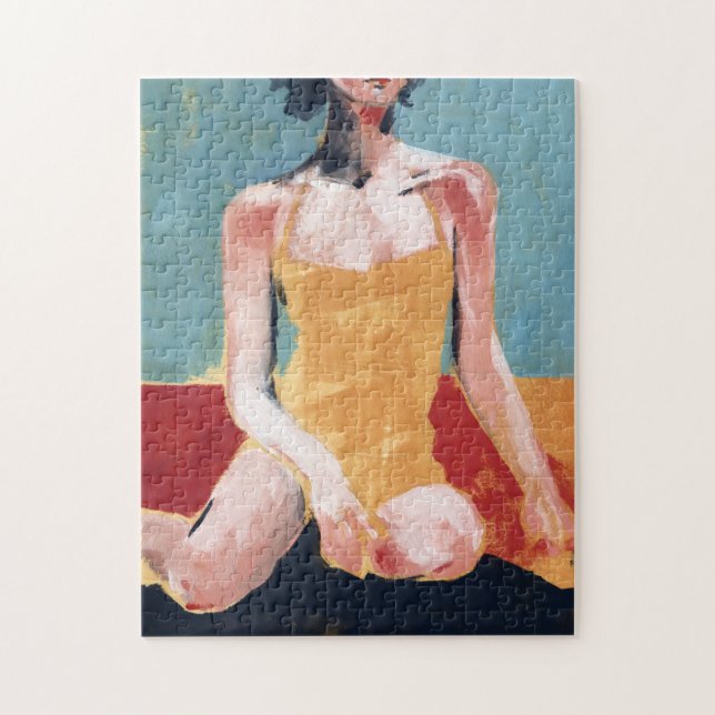 Vintage Swim - Yellow Swimsuit Jigsaw Puzzle (Vertical)