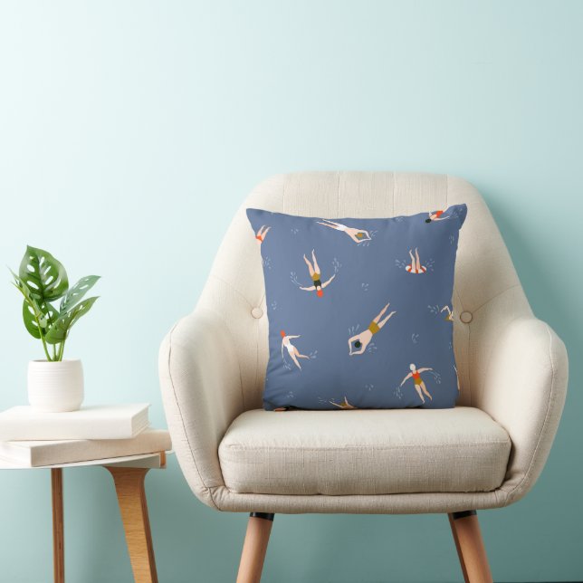 Vintage Swimmers Pattern Cushion (Chair)