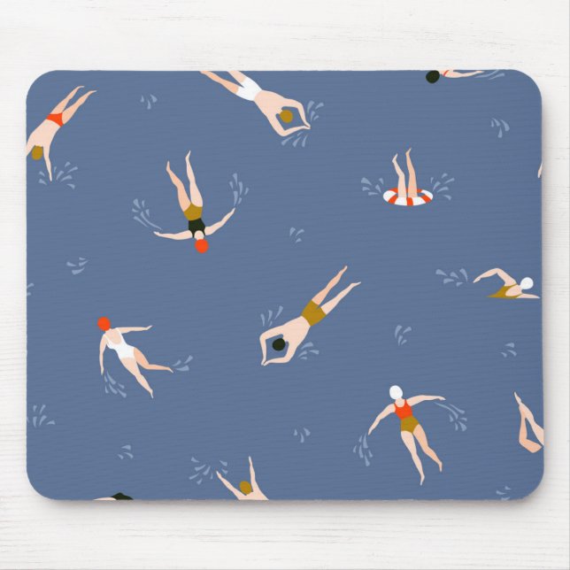 Vintage Swimmers Pattern Mouse Pad (Front)