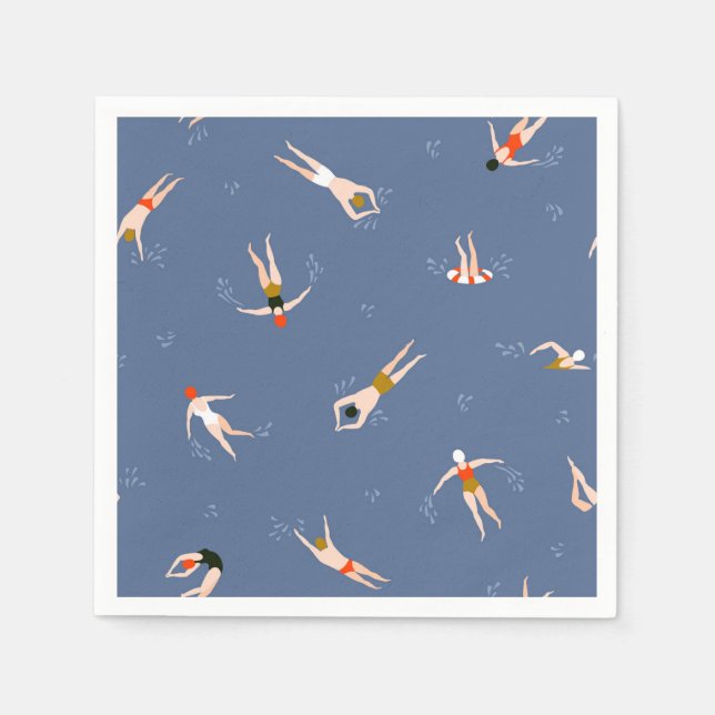Vintage Swimmers Pattern Napkin (Front)